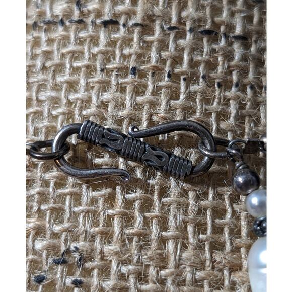 Vintage Freshwater Pearl 925 Sterling Silver Bali Bead Byzantine Hook Clasp - Picture 8 of 12